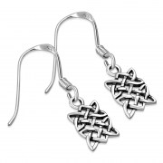 Tiny Rectangle Celtic Knot Silver Earrings, ep284h